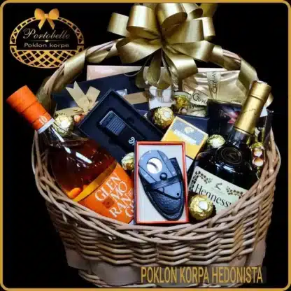 Ekskluzivni poklon za rodjendan muškarcu korpa Hedonista, luksuzan poklon za hedoniste, gift basket for men